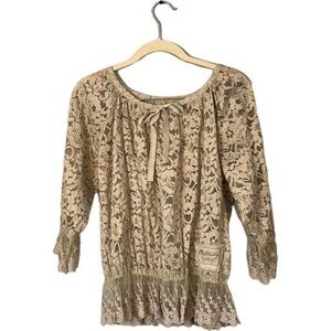 JDL Clothing Taupe Lace  Long Sleeve Top size xs
